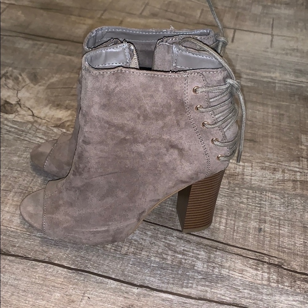 Suede open toe boots